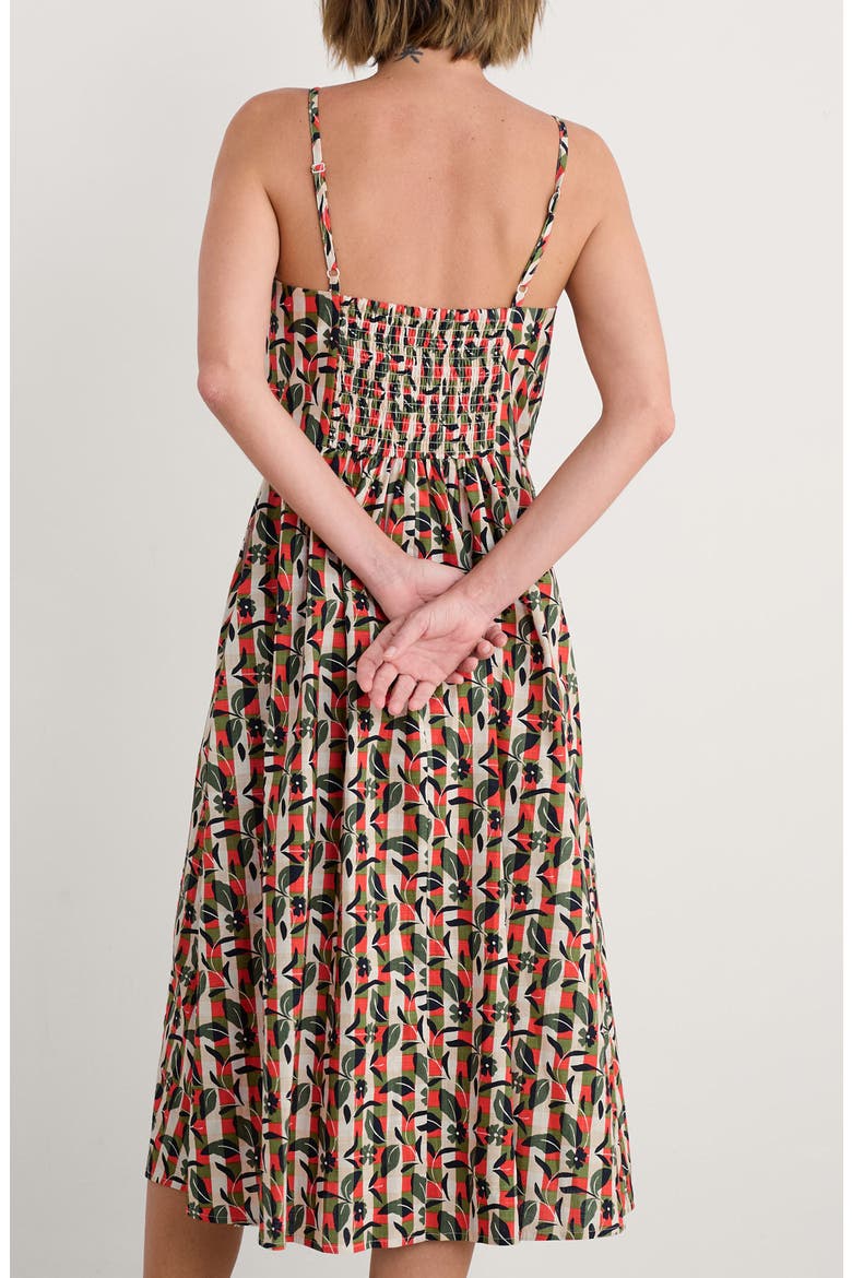 Madern Floral Check Organic Cotton Sundress, Alternate, color, TABLE FLOWERS DARK CITRON