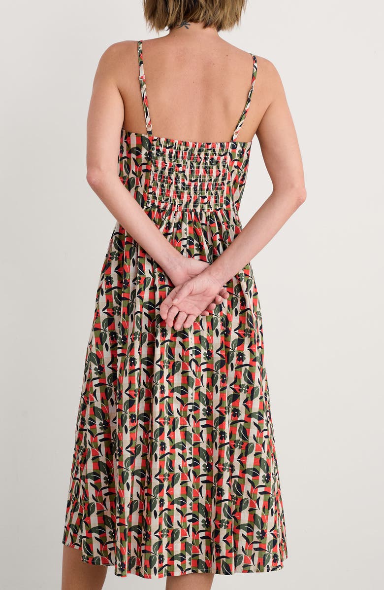 Seasalt Cornwall Madern Floral Check Organic Cotton Sundress, Alternate, color, Table Flowers Dark Citron