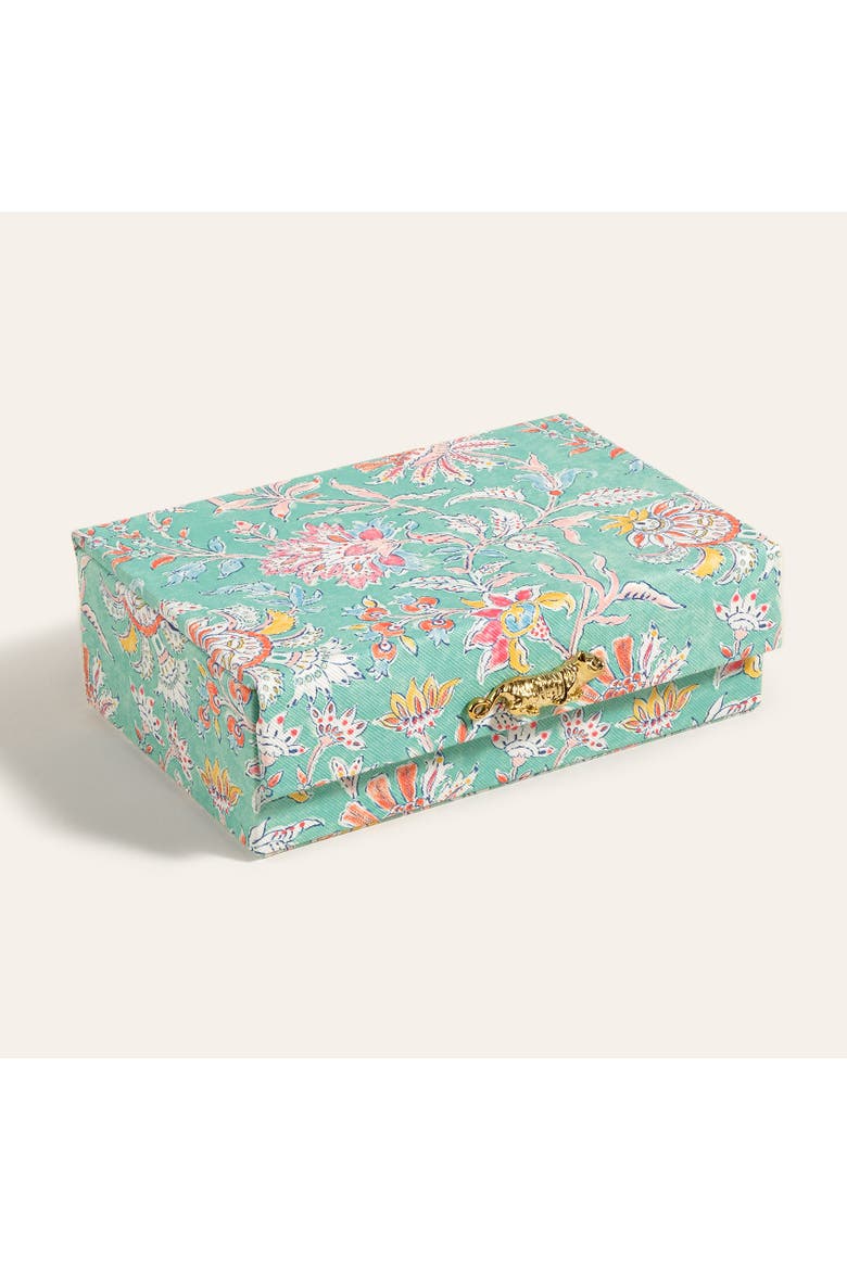 Meilin Floral Jewelry Box 7" x 5" Artisan, Main, color, Turquoise