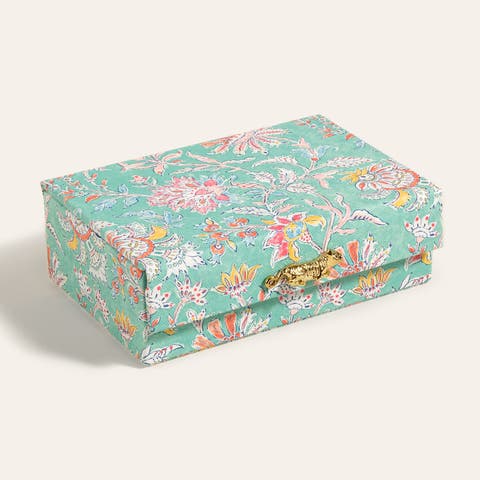 Meilin Floral Jewelry Box 7" x 5" Artisan