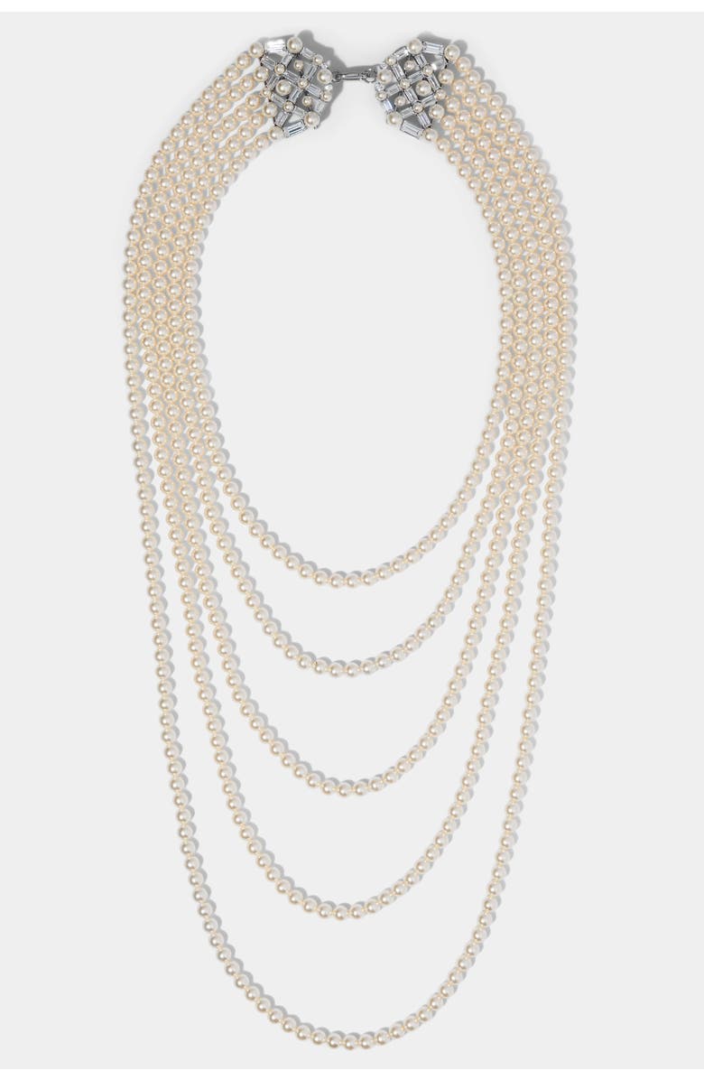 Nadri Ingrid Multi Pearl Strand Double Brooch Necklace, Main, color, 