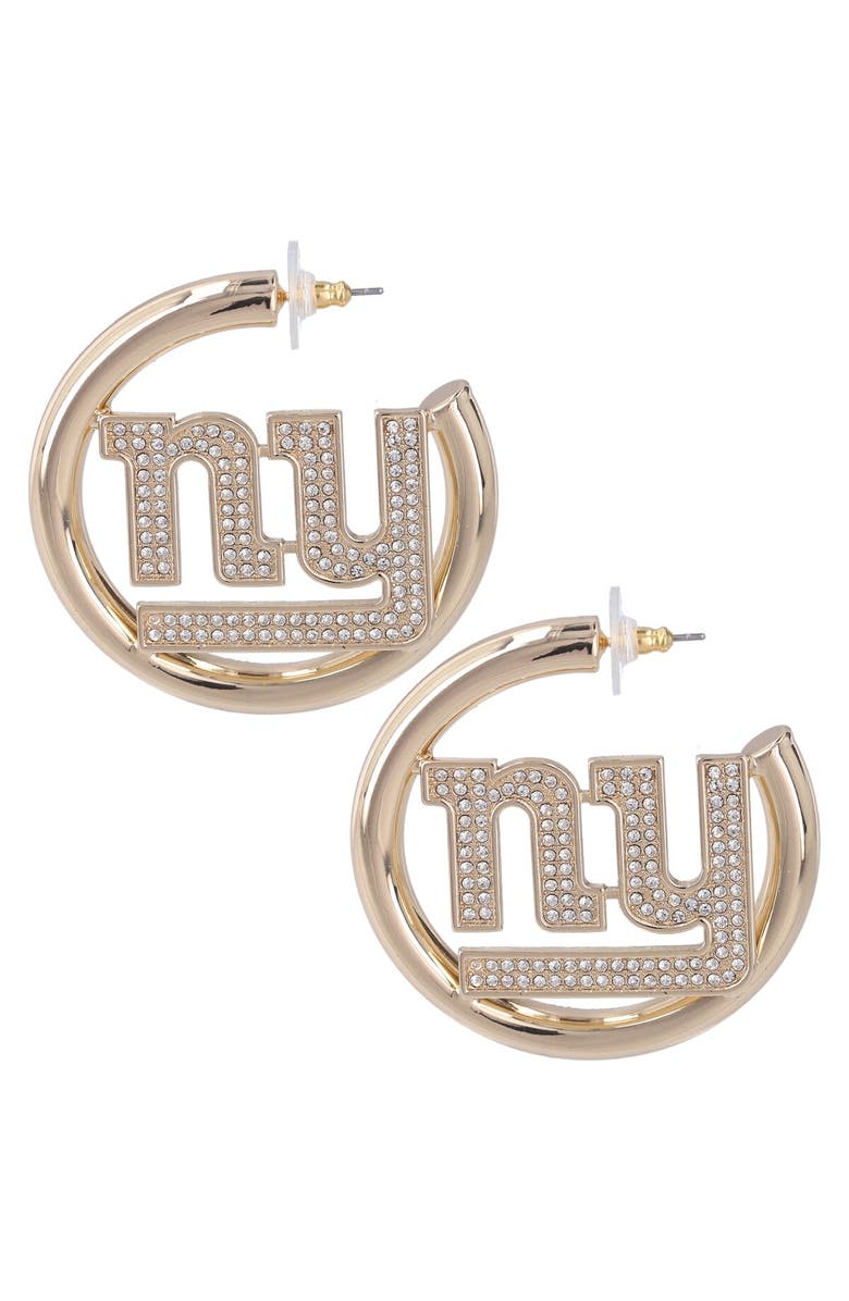 BaubleBar New York Giants Logo Large Hoop Earrings, Main, color,