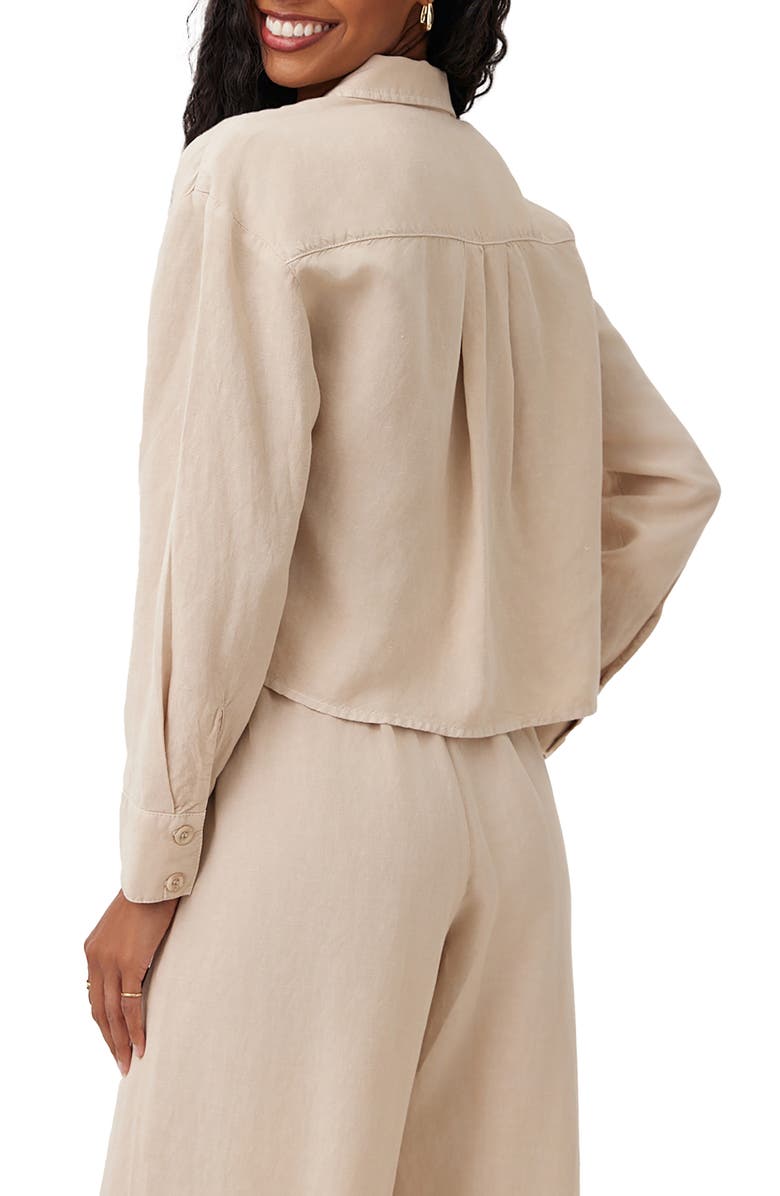 Bella Dahl Oversize Crop Linen Blend Shacket, Alternate, color, Moroccan Sand