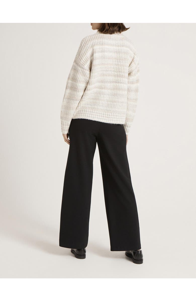 Finery London Whitney Round Neck Knitted Cardigan, Alternate, color, Ivory Stripe