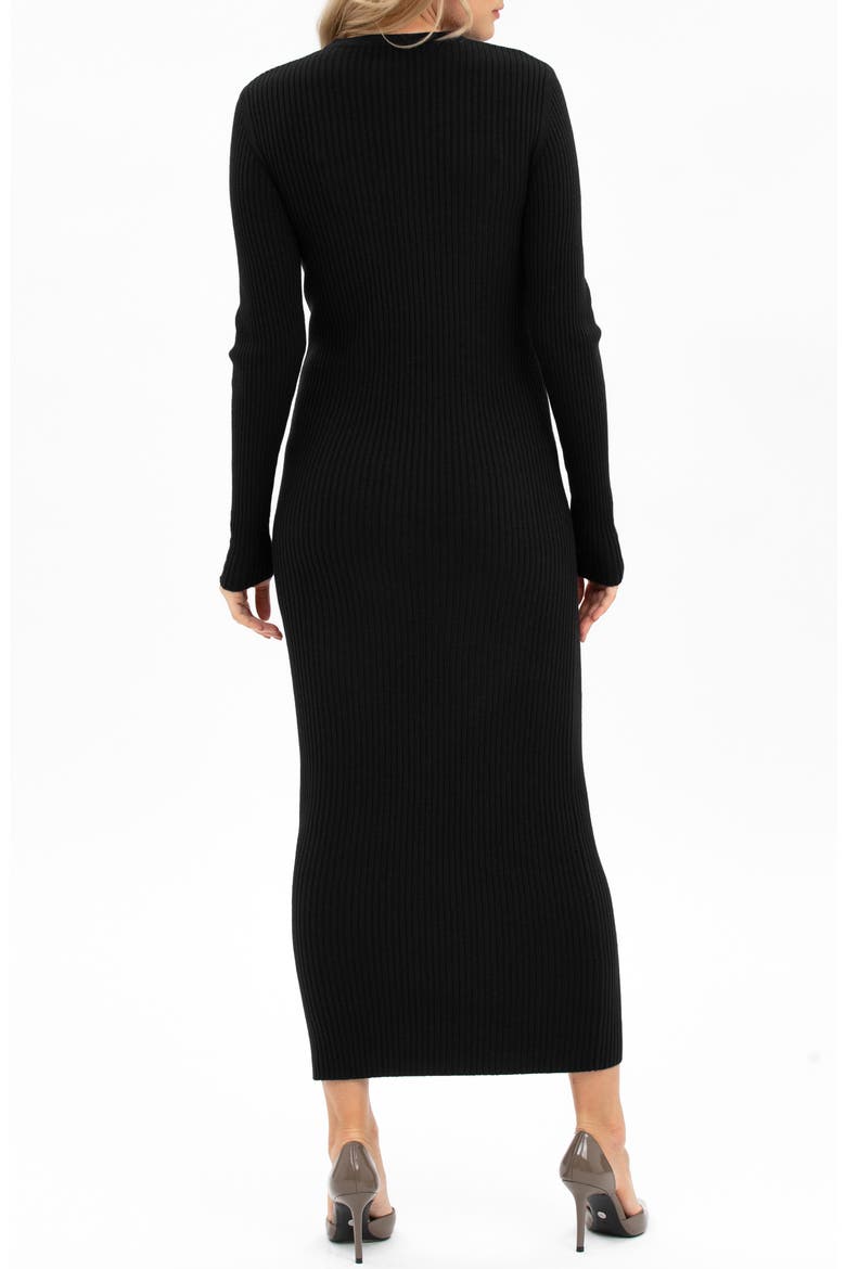 Long Sleeve Rib Maternity Midi Sweater Dress, Alternate, color, BLACK
