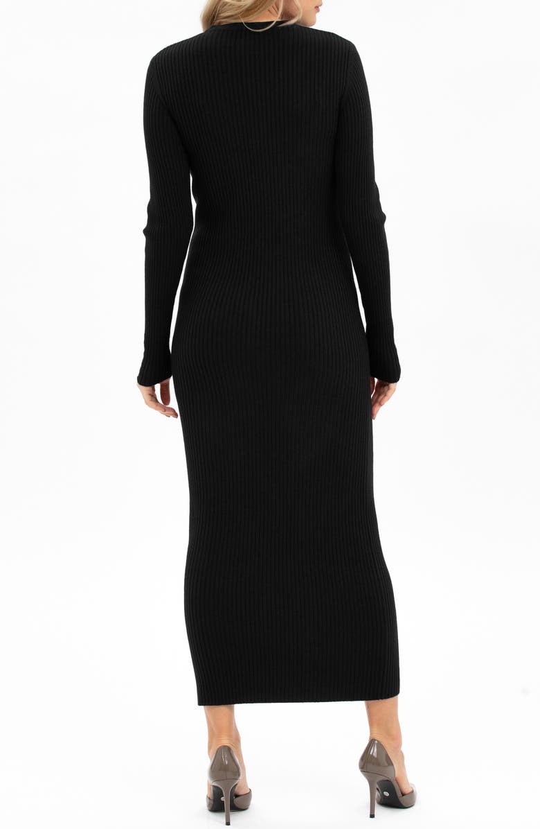 PIETRO BRUNELLI MATERNITY Long Sleeve Rib Maternity Midi Sweater Dress, Alternate, color, Black