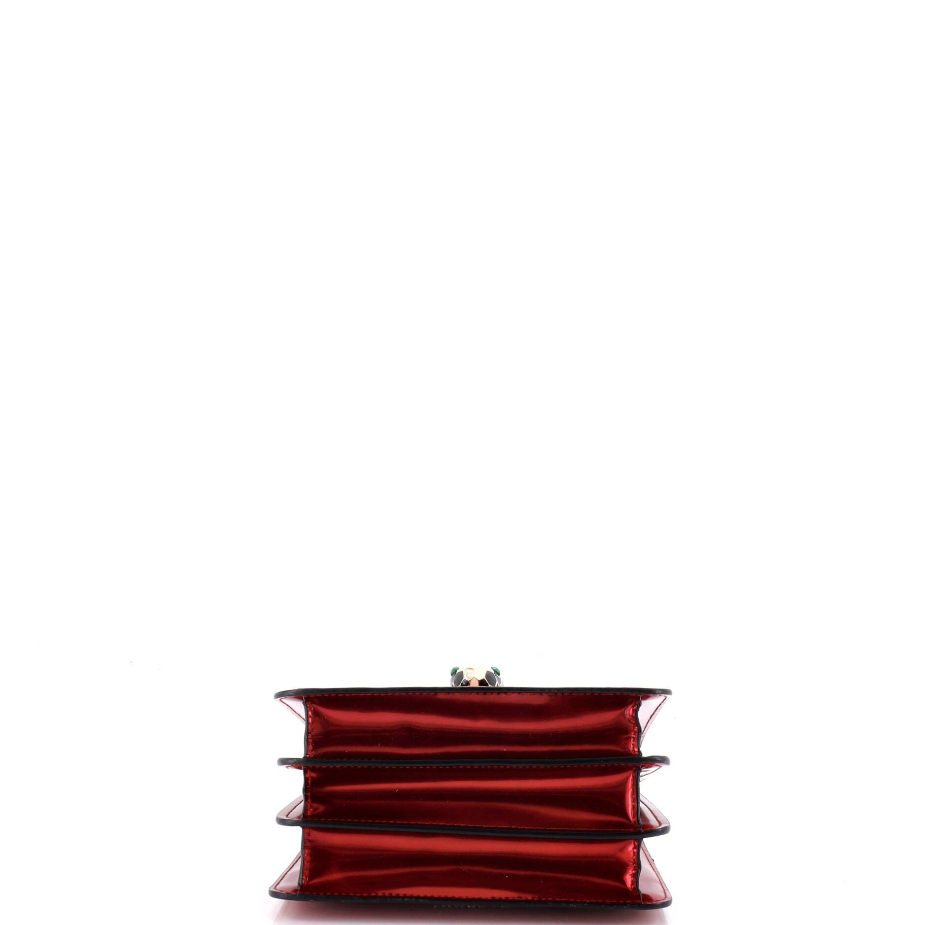 Serpenti Top Handle Bag Patent Small, Alternate, color, Red