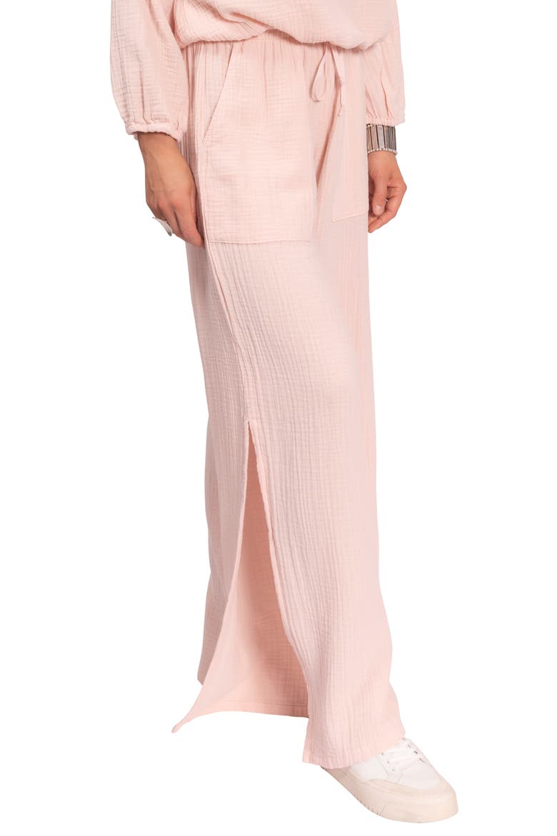 Riley Cotton Gauze Split Hem Pants, Main, color, BLUSH