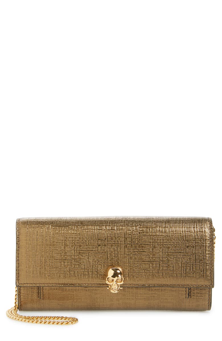 McQueen Alexander McQueen Calfskin Leather Wallet on a Chain, Main, color, 