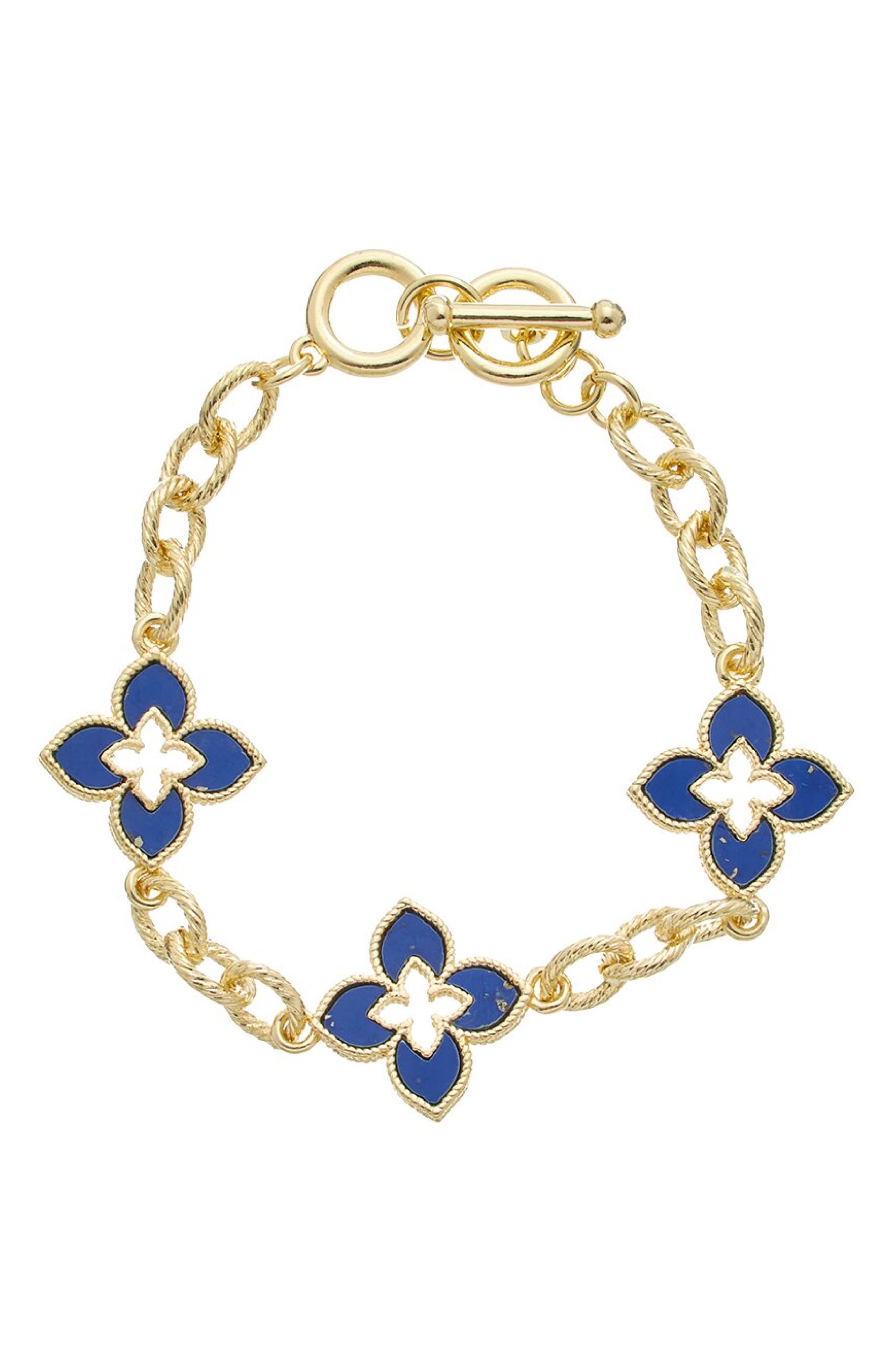 Mother of Pearl Quatrefoil Link Bracelet