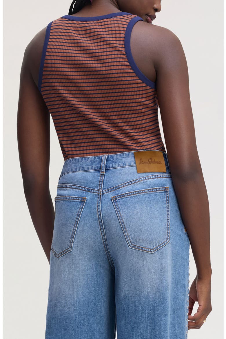 Stripe Knit Tank, Alternate, color, BROWN AND NAVY