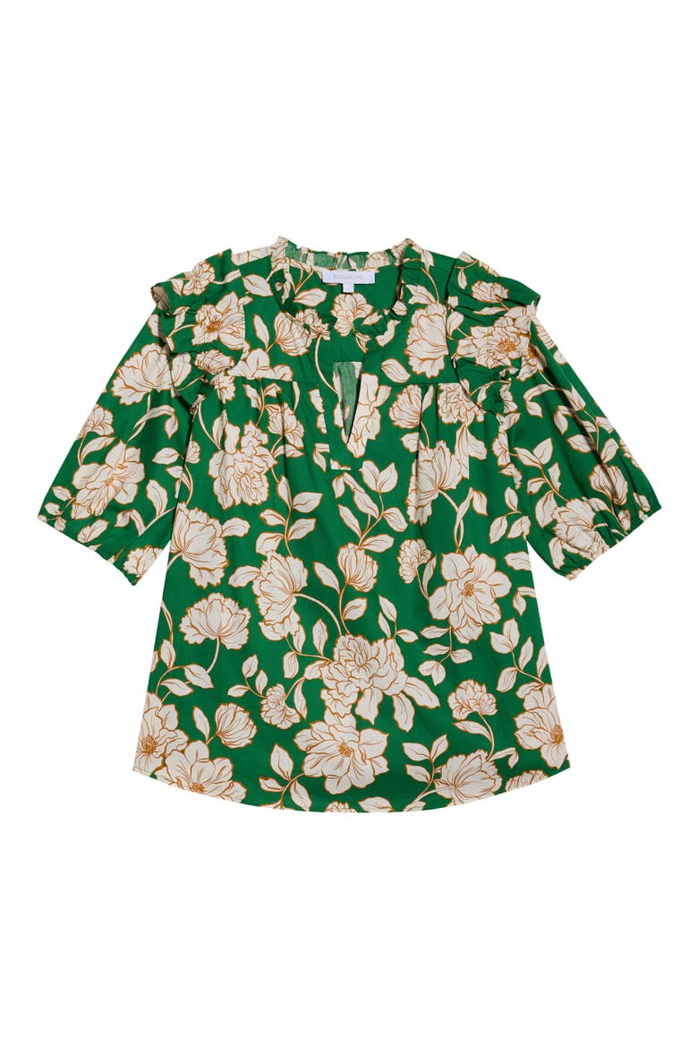Lucena Floral Print Cotton Poplin Shirt, Alternate, color, GREEN-MULTI