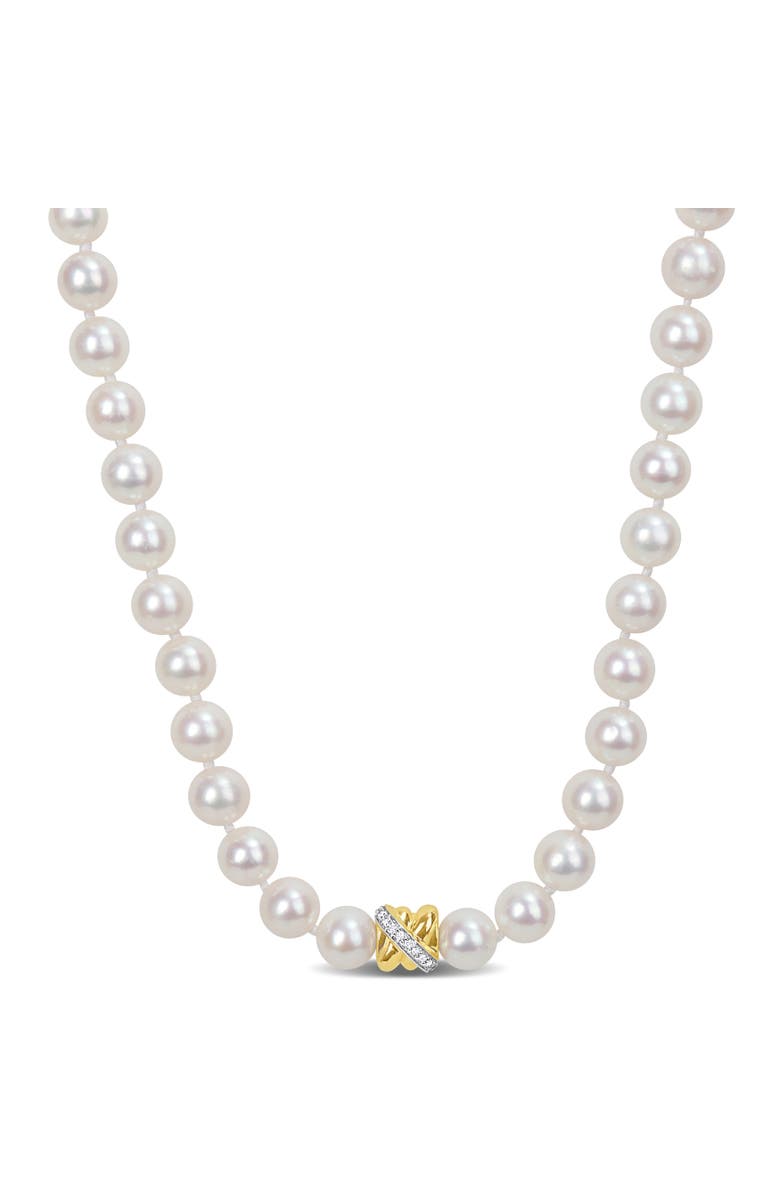 Julianna B. Cultured Pearl & Diamond Love Knot Necklace 14k, Main, color, Pearl