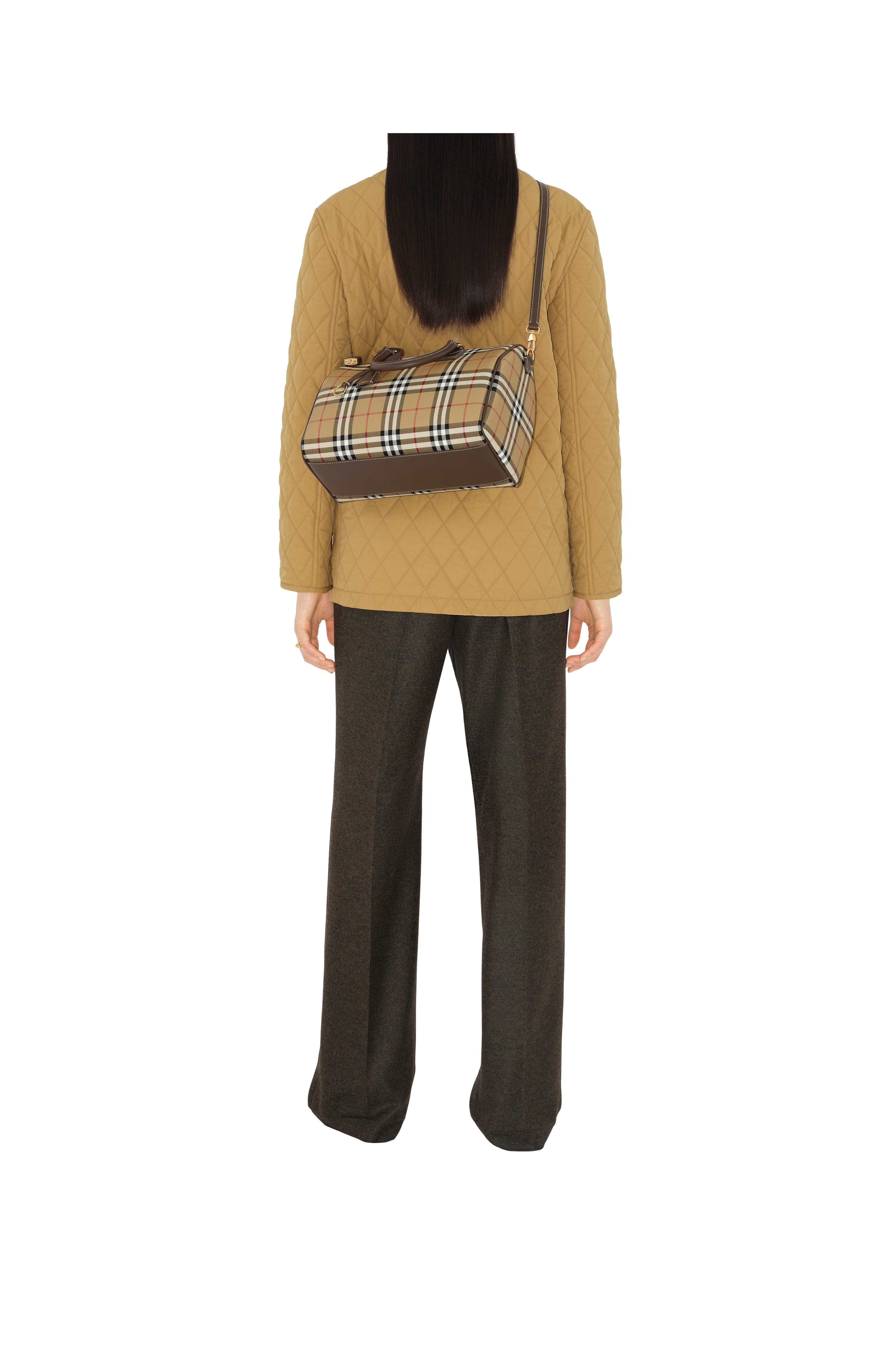 Burberry Medium Check Bowling Bag, Alternate, color, 