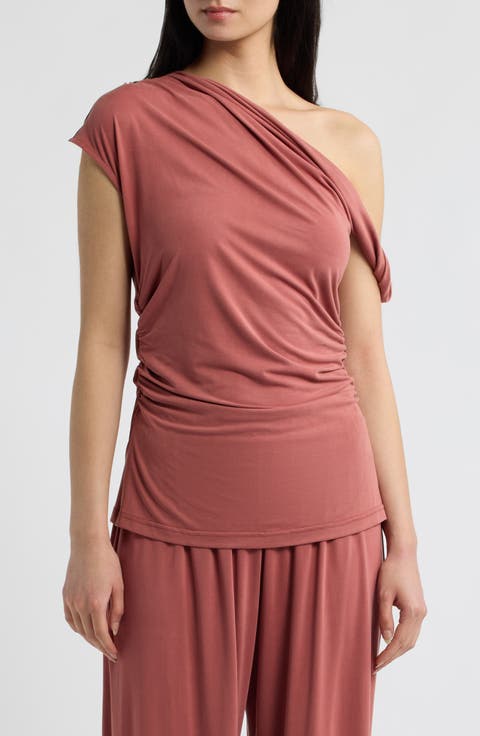 Luci Ruched One-Shoulder Top