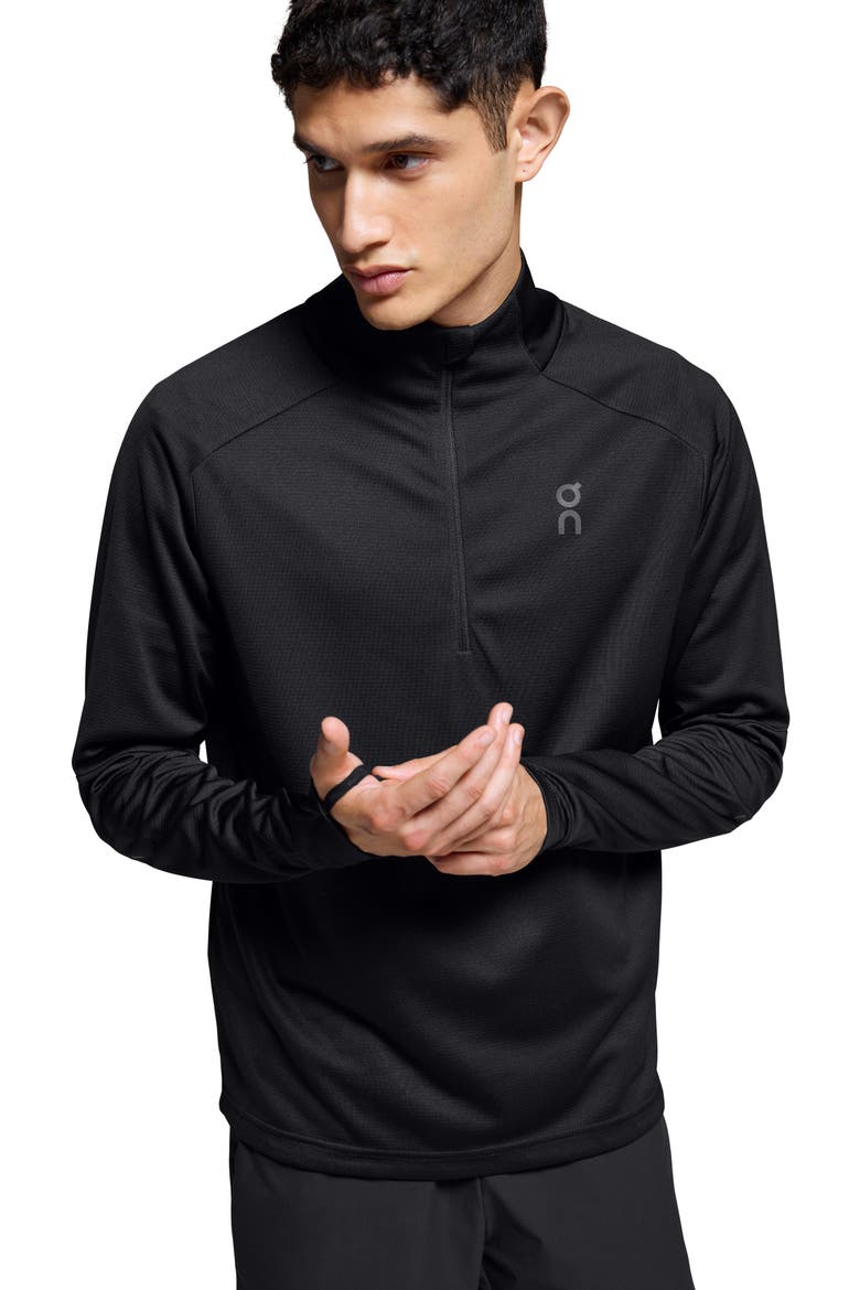 Climate Knit Quarter Zip Running Top, Alternate, color, BLACK