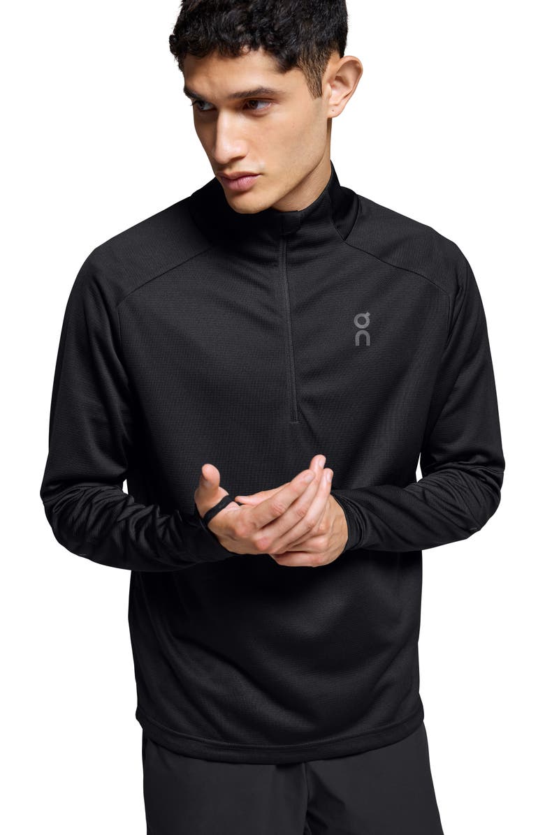 On Climate Knit Quarter Zip Running Top, Alternate, color, Black