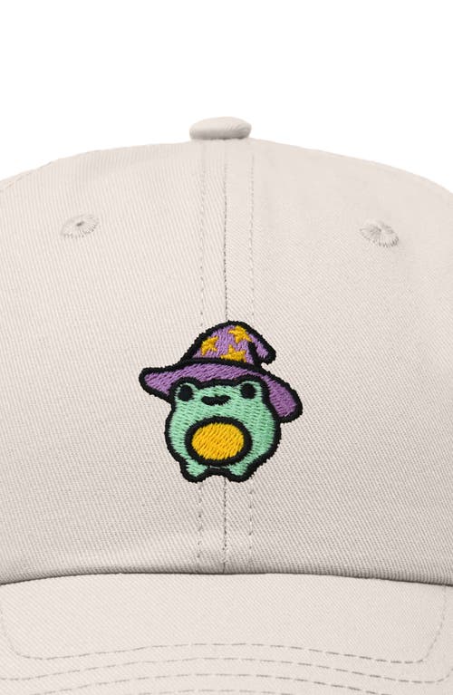 Dalix Sorcerer Frog Embroidered Dad Hat In Beige
