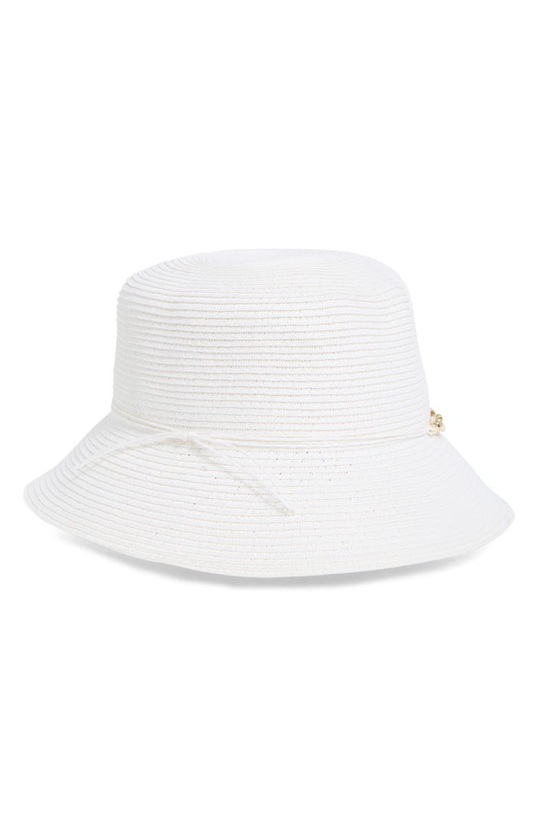 Nine West Chain Trim Hat, Alternate, color, White