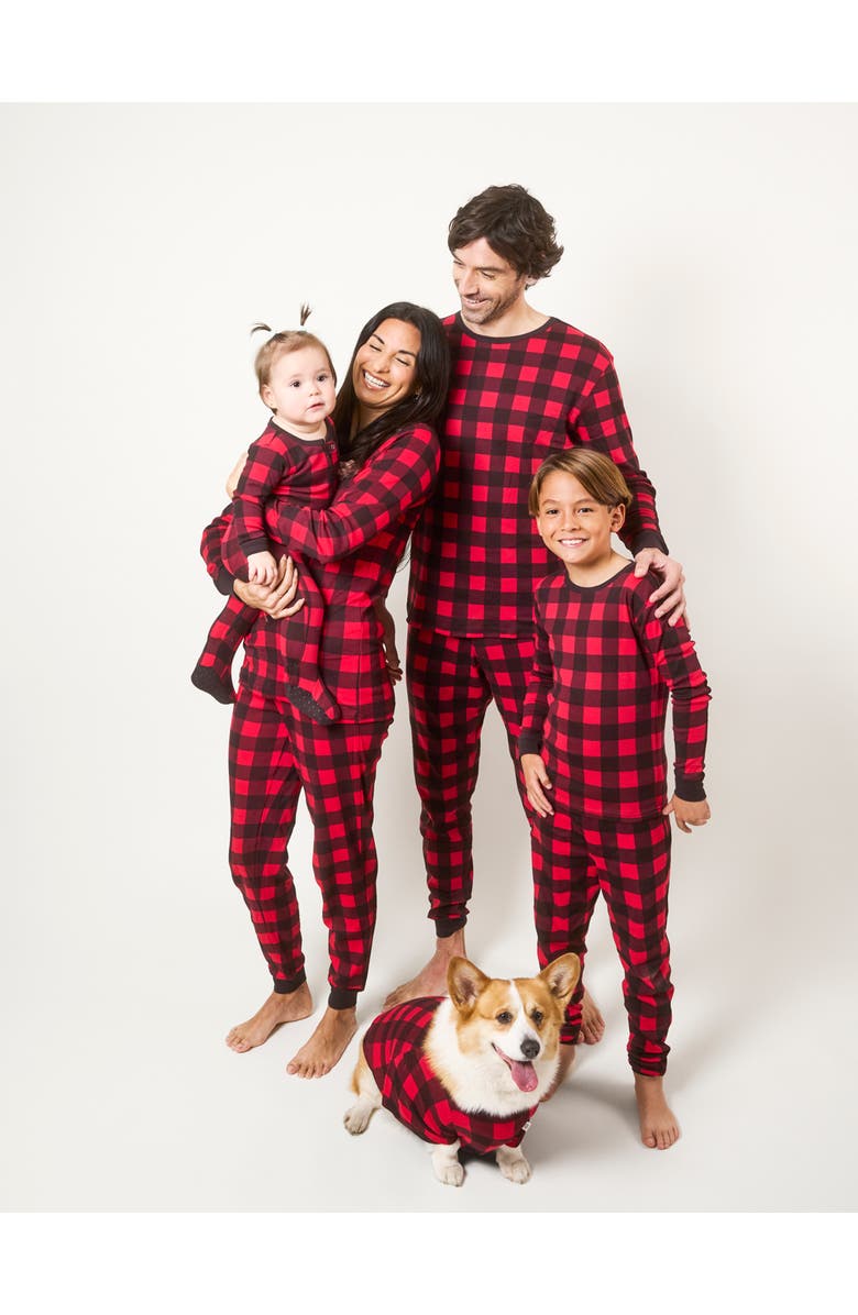 Leveret Kids Two-Piece Cotton Matching Family Holiday Pajamas, Christmas Plaid, Alternate, color, Plaid Black & Red