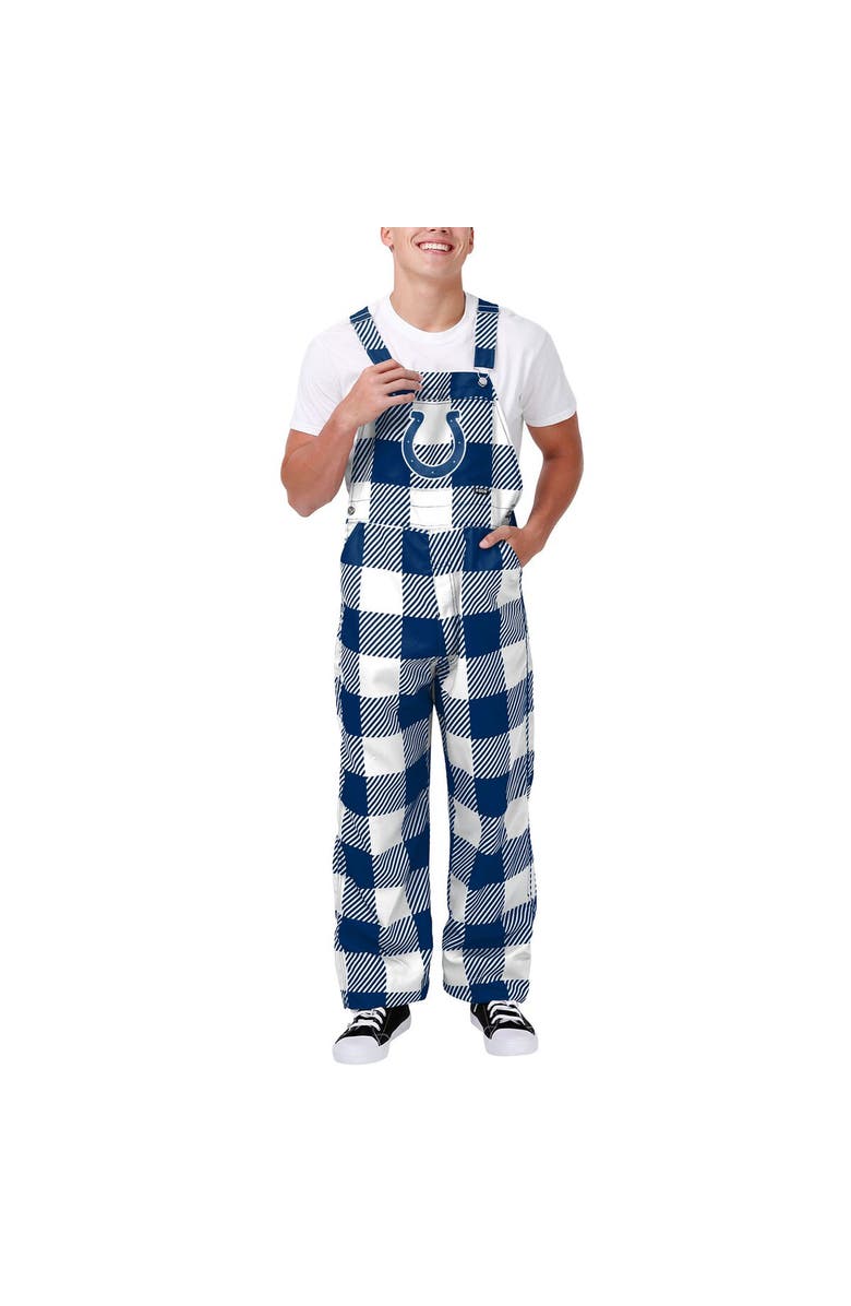 FOCO Men's FOCO Royal Indianapolis Colts Big Logo Plaid Overalls, Main, color,