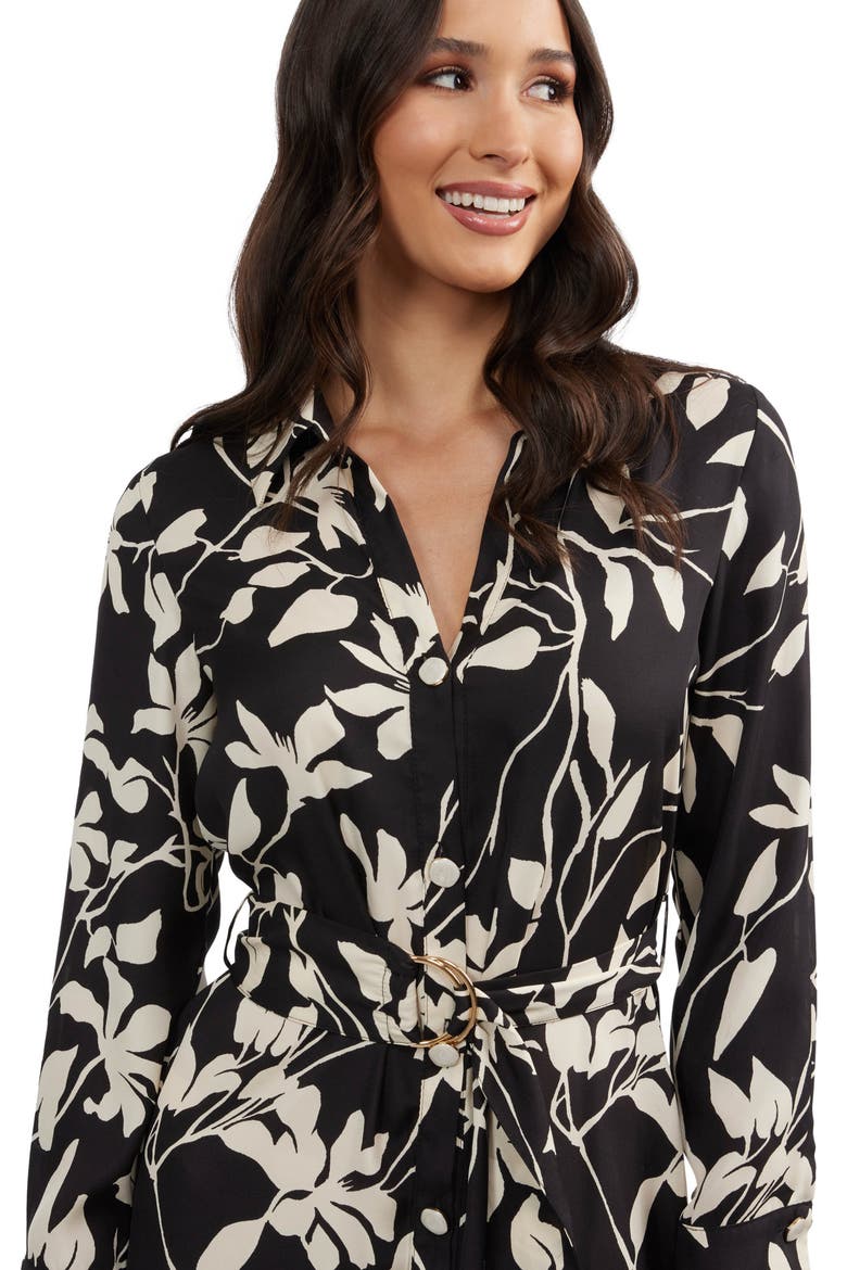 Floral Long Sleeve Maxi Shirtdress, Alternate, color, BLACK FLORAL BREEZE