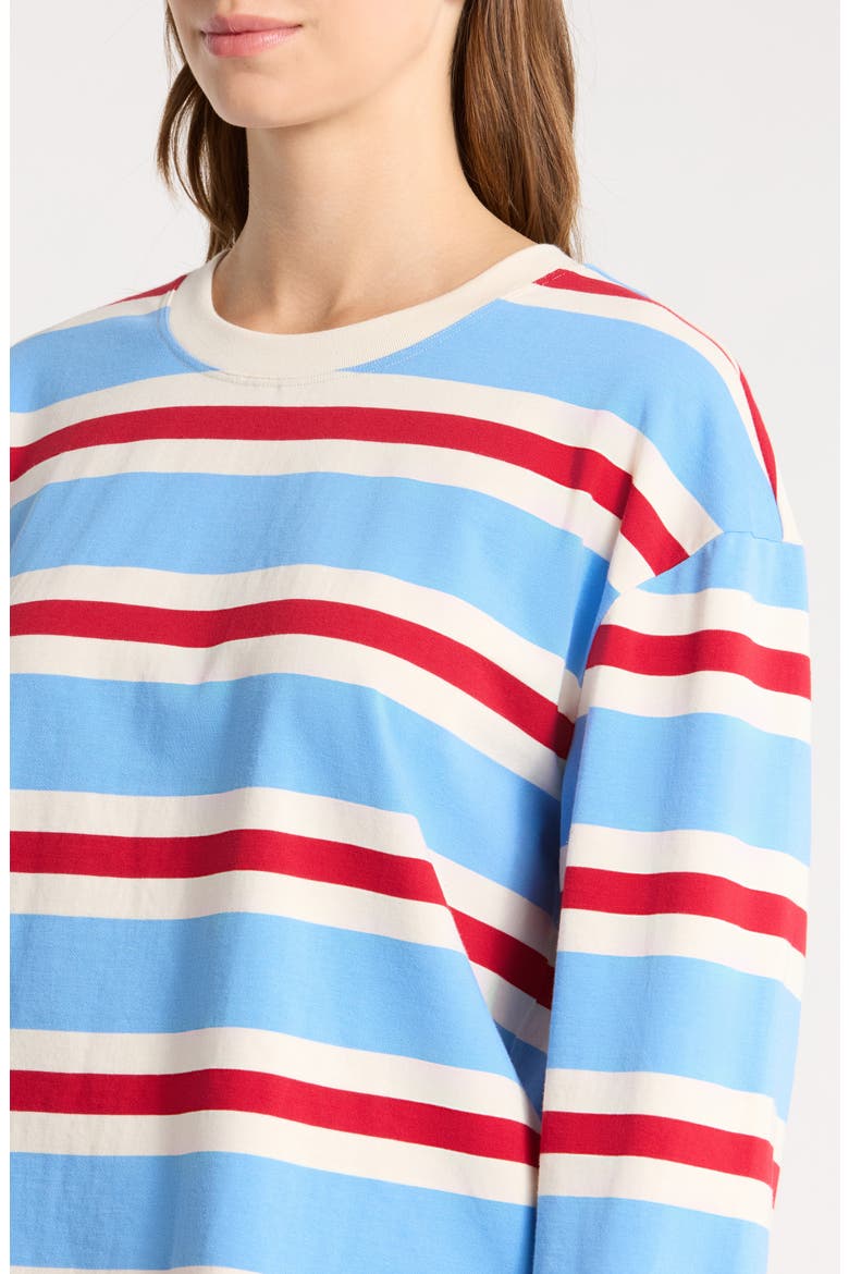 Long Sleeve Jersey Stripe Tee, Alternate, color, BLUEREDWHITE