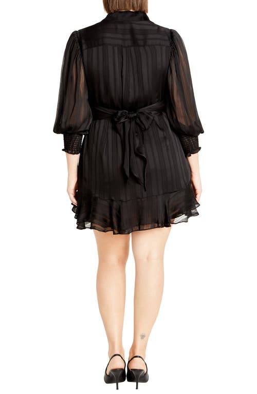 City Chic Lover Stripe Dress In Black