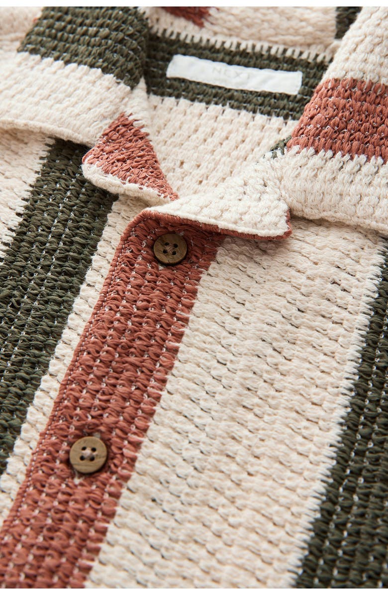 NEXT Kids' Textured Stripe Camp Shirt, Alternate, color, Print