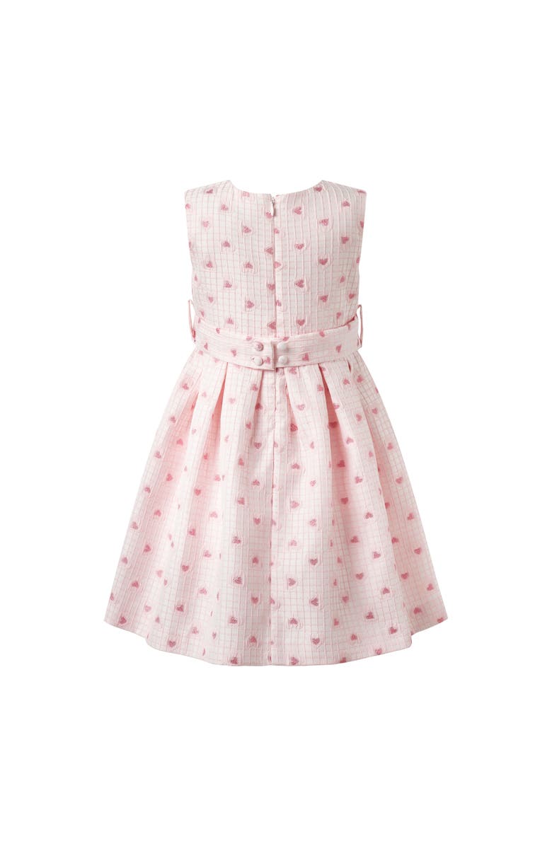 Rachel Riley Heart Check Damask Dress, Alternate, color, Pink