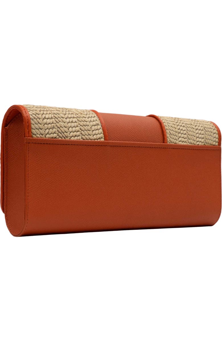 PERRIN PARIS La Parisienne Clutch Raphia, Alternate, color, Raphia Beige / Flamme