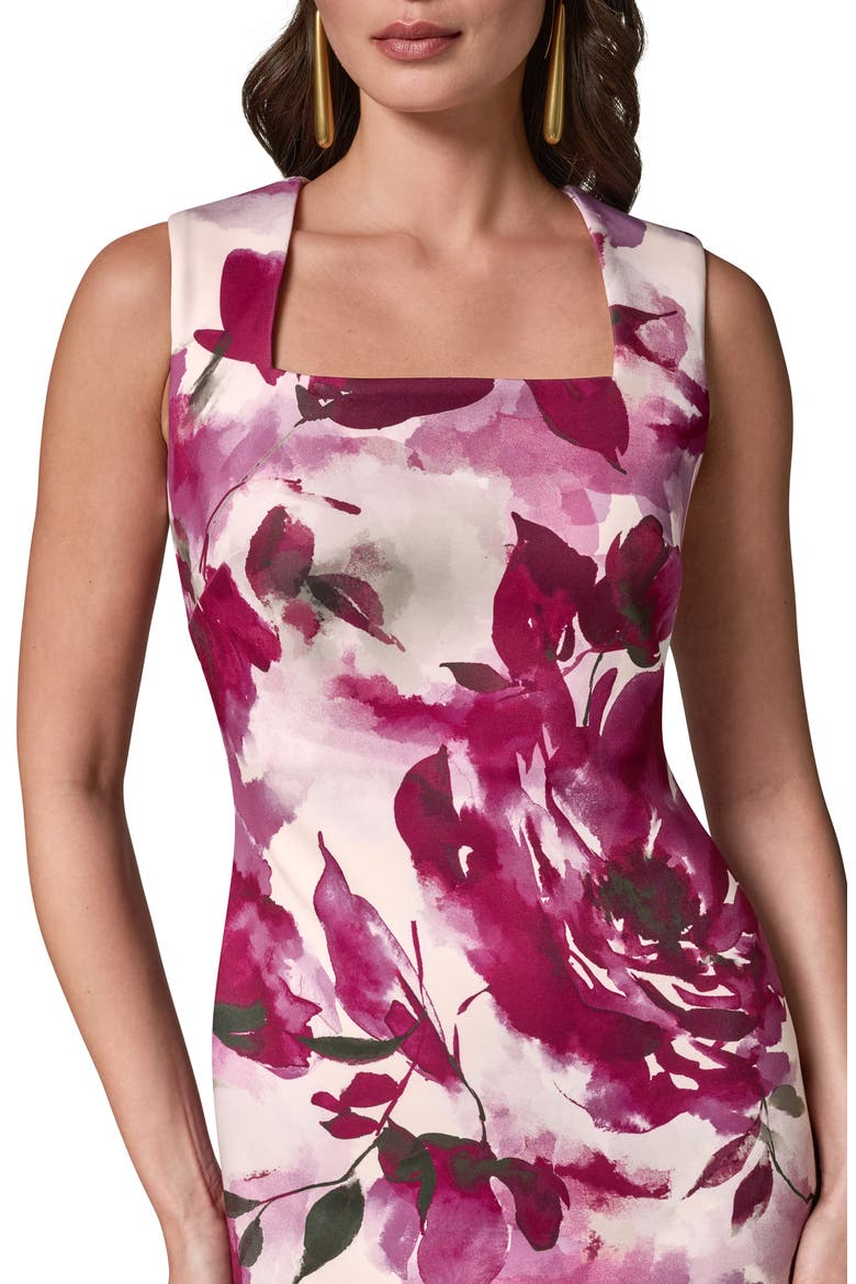 Floral Sleeveless Sheath Dress, Alternate, color, SANGRIA MULTI