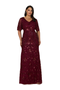 V-Neck, Cape Sleeve Beaded Gown