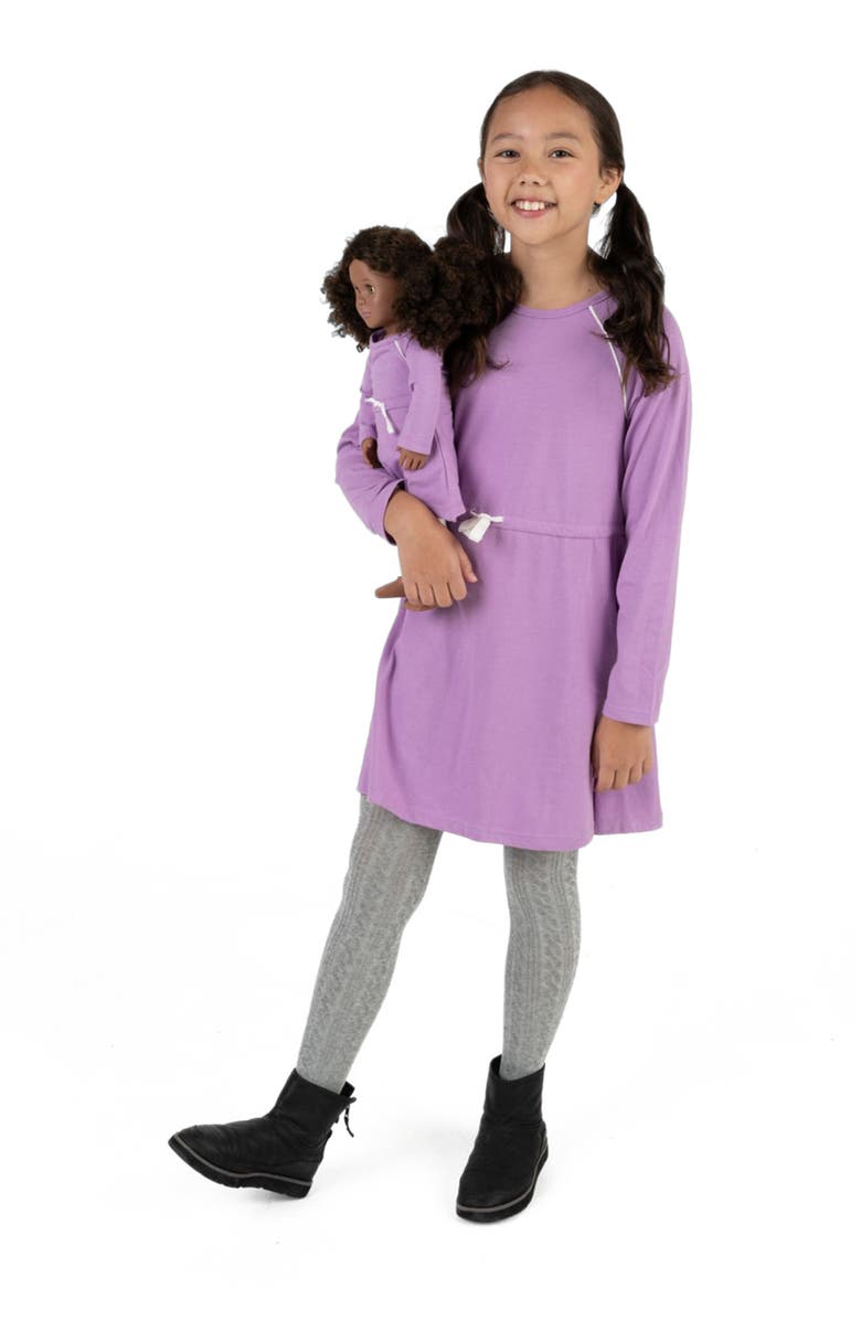 Leveret Girls Bow Tie Dress with Matching Doll Dress, Alternate, color, Purple