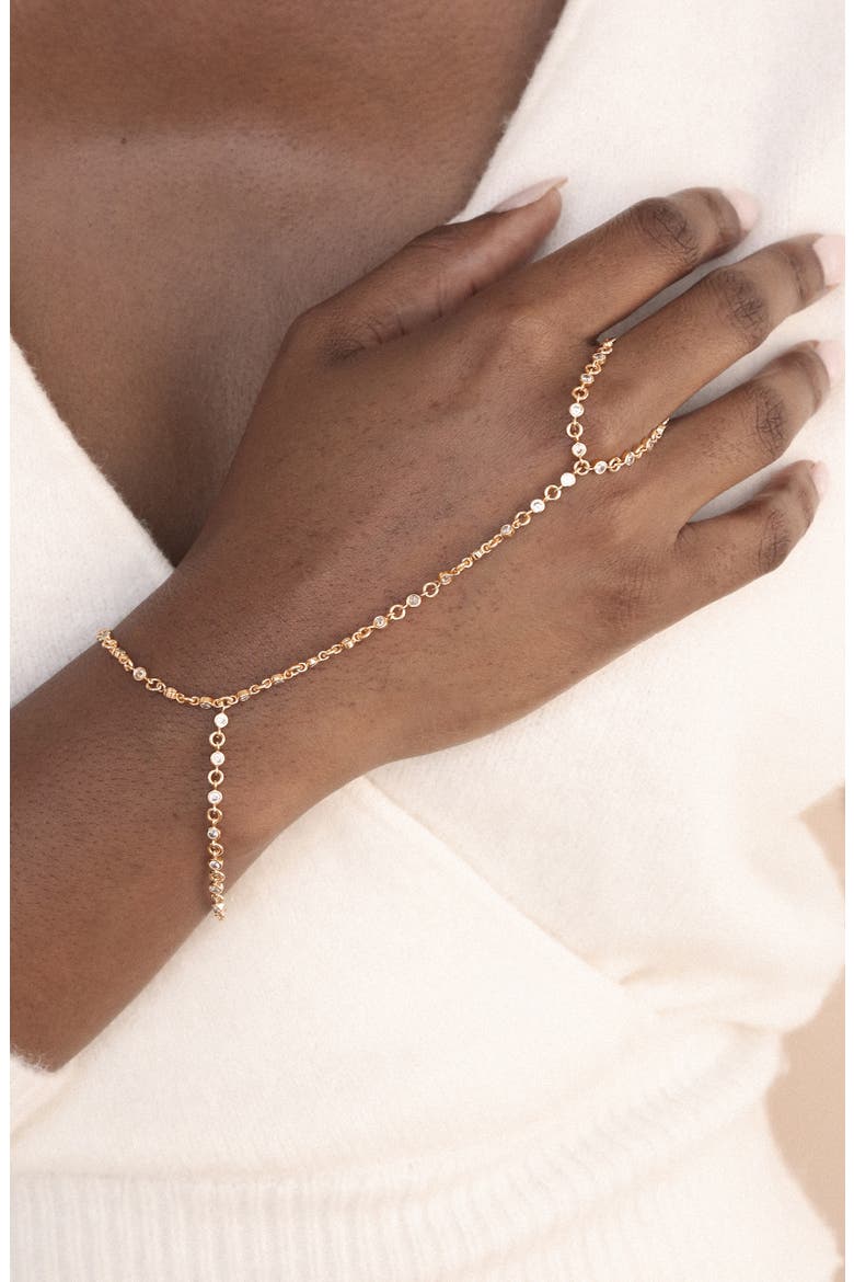 Crystal Bezel Hand Chain, Alternate, color, GOLD