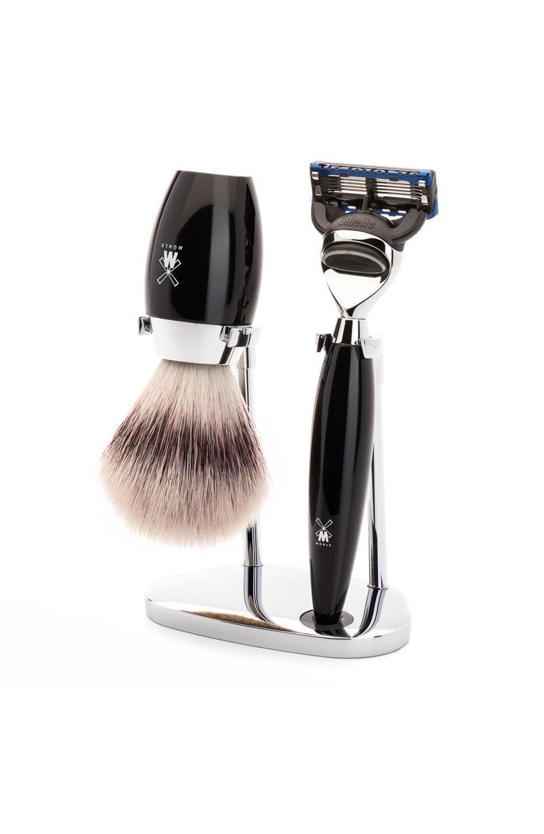 MÜHLE Kosmo Black 3-Piece Silvertip Fiber & Fusion Shaving Set, Main, color, 