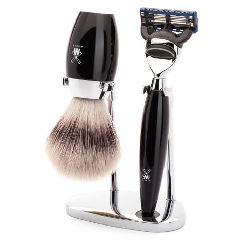Kosmo Black 3-Piece Silvertip Fiber & Fusion Shaving Set