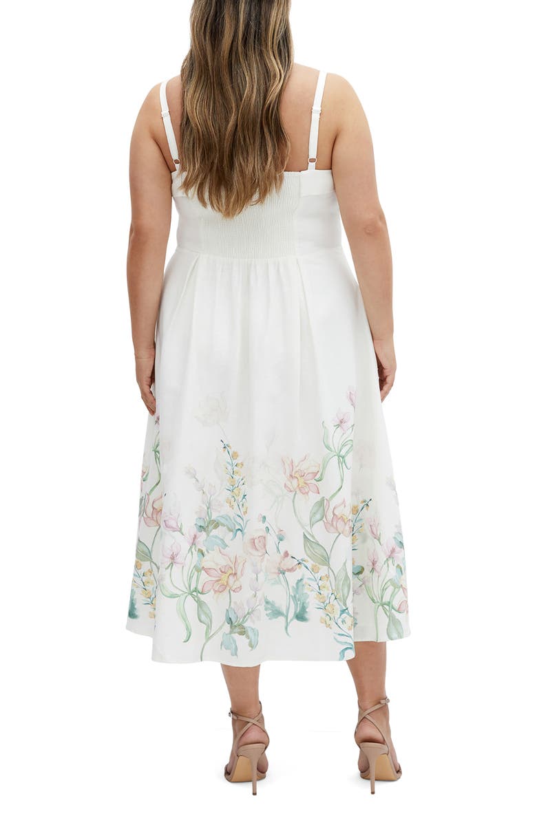 City Chic Fleur Linen Blend Sundress, Alternate, color, Romantic Garden