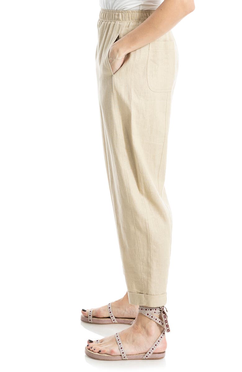 MAX STUDIO Cuffed Crop Linen Blend Barrel Leg Pants, Alternate, color, Sfri5545-Safari-55L/ 45R