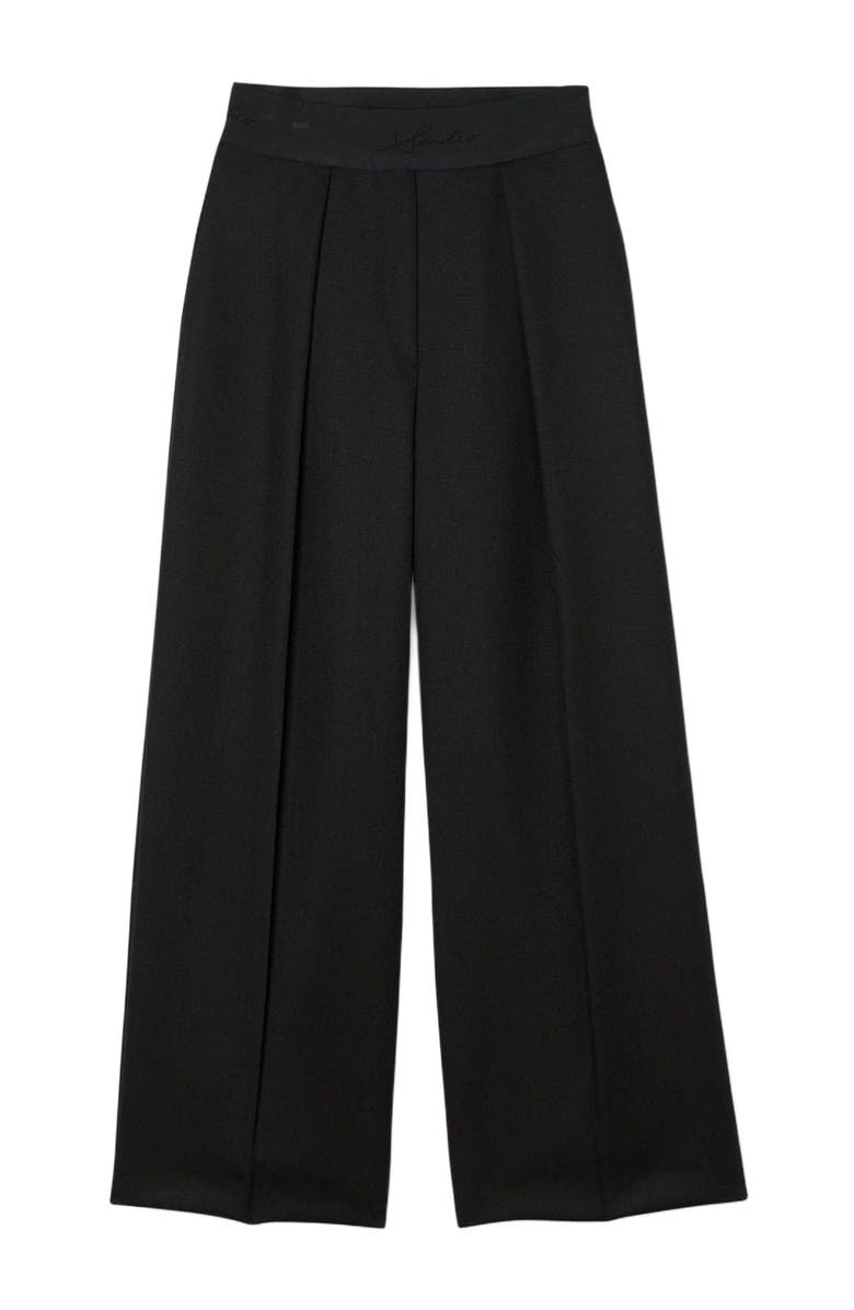 SANDRO Wide-leg elastic waist trousers, Alternate, color, Black