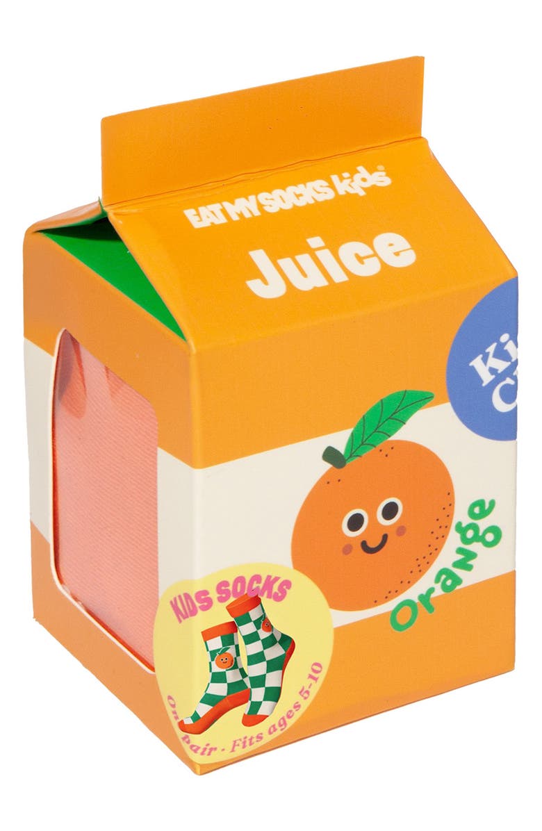 doiy Kids' Orange Juice 3D Crew Socks, Alternate, color, Green Multi