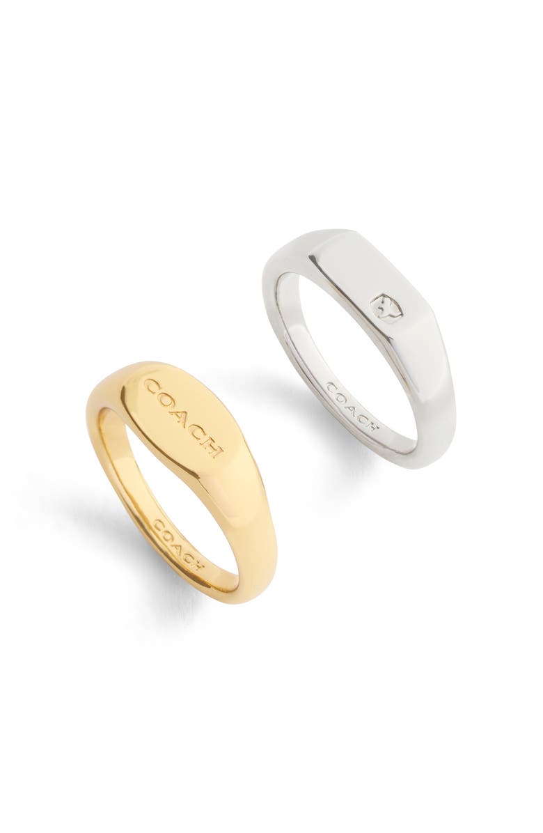 COACH Set of 2 Signet Rings, Alternate, color, Two Tone