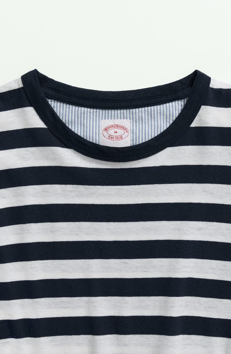Brooks Brothers Stripe Linen & Cotton T-Shirt, Alternate, color, 