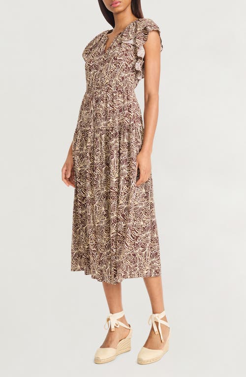 The Good Journey Ruffle Cap Sleeve Midi Dress In Multi