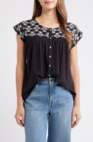 Lucky Brand Embroidered Sleeveless Top
