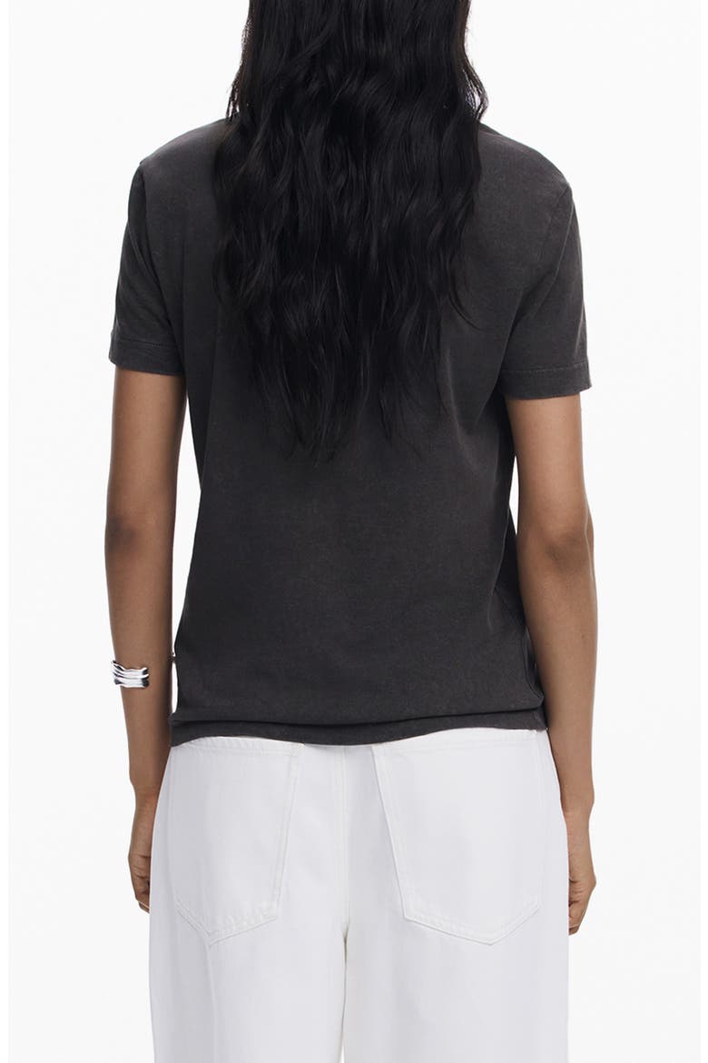 At the Beach Embroidered Cotton T-Shirt, Alternate, color, BLACK