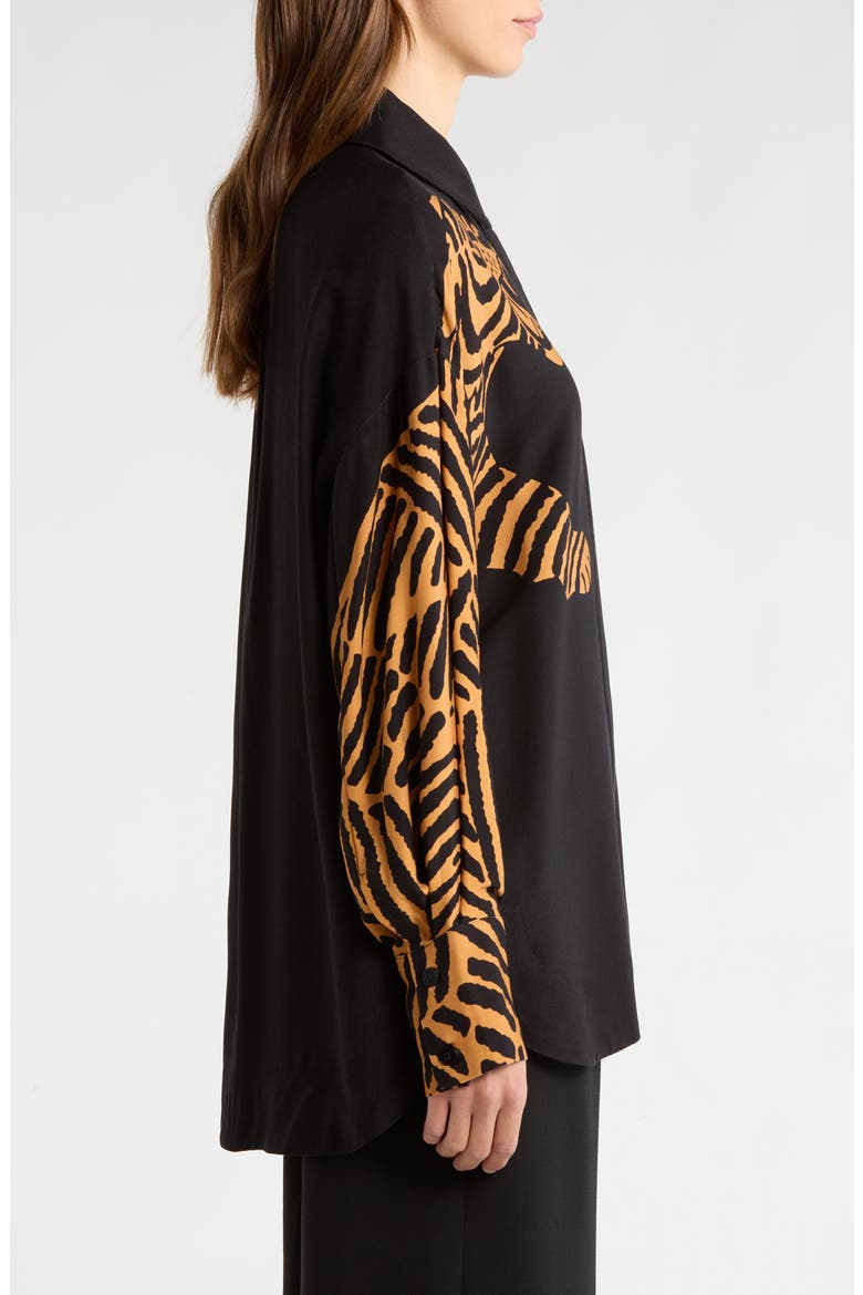 Tiger Button-Up Shirt, Alternate, color, BLACK