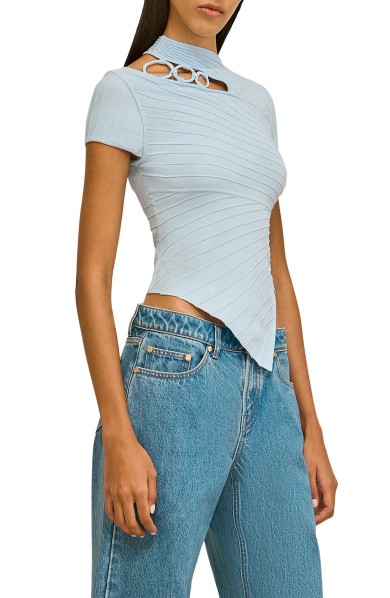 Cult Gaia Nessi Asymmetric Cutout Knit Shirt, Alternate, color, Coastal