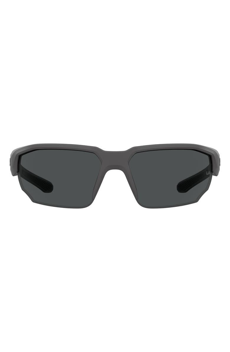 Under Armour 70mm Polarized Oversize Sport Sunglasses, Main, color, Grey Black
