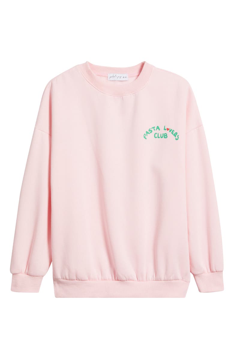 Petal & Pup Pasta Lovers Club Cotton Sweatshirt, Alternate, color, Pink